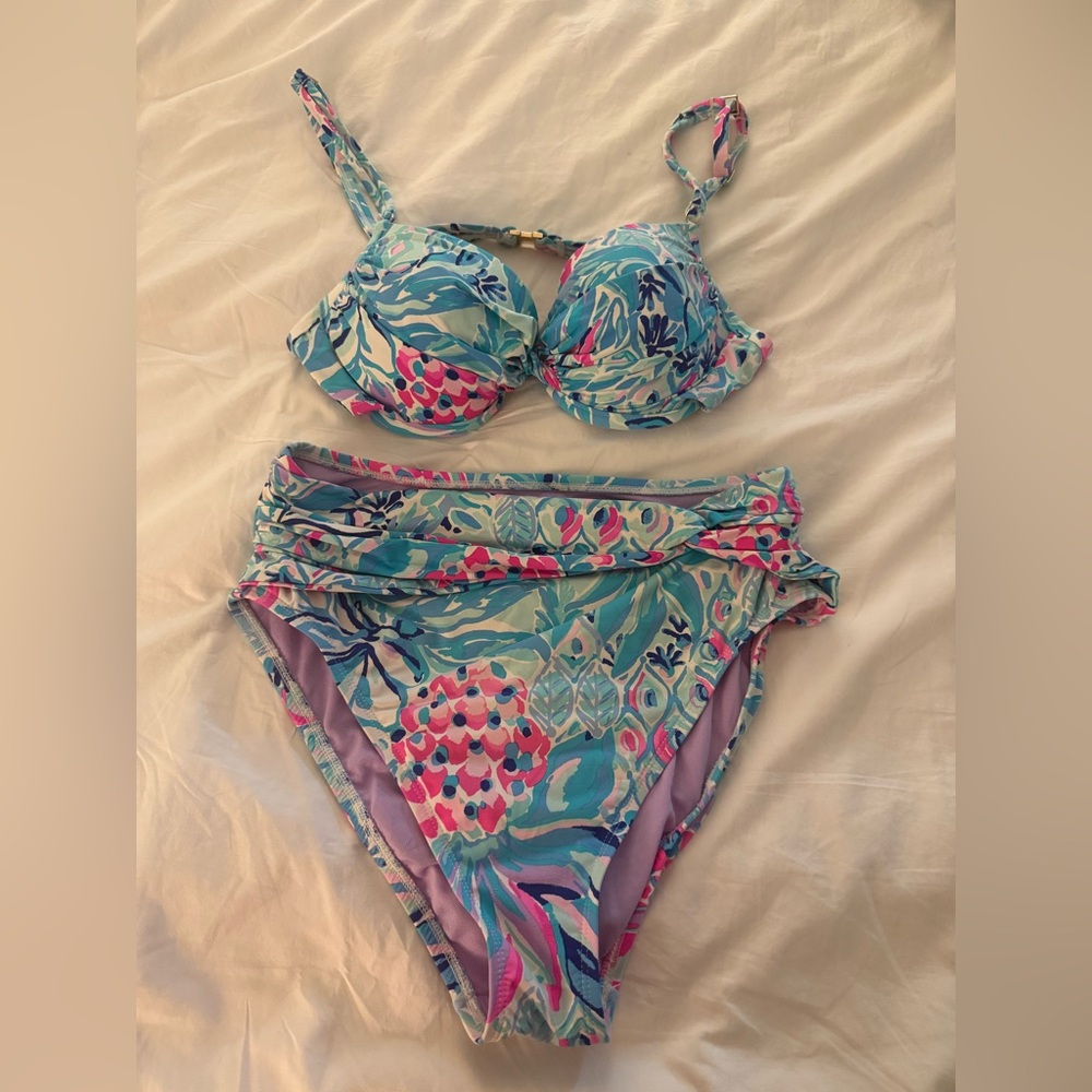 Lilly Pulitzer Party Princess Blue and Pink Yarrow Bikini 6